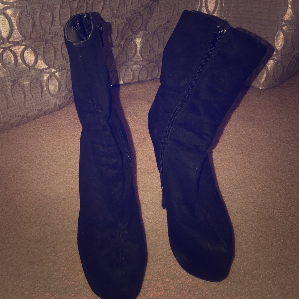 Black platform booties